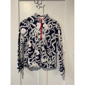 Lilly Pulitzer Kids Girls XL Octopus Print 1/4 Zip Pullover Sweatshirt Navy Pink